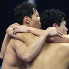 남자 계영 800m, 아시아 신기록…단체전 사상 첫 금메달(종합) [아시안게임] 