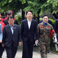 [포토] 이준석 후보, 박정훈 대령 항소심 2차 준비기일 기자회견 참석 