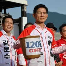 김문수 “커피 120원, 자영업자 피눈물...국민이 심판해야”[포토]