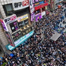 [포토] 인파로 가득한 이재명 후보 철산 유세 현장