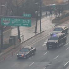 [포토] 청와대로 첫 출근하는 이재명 대통령 차량