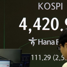 [포토] 장중 4420.92 사상 최고치 찍은 코스피
