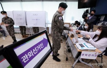 [포토] 사전투표 나선 군인들