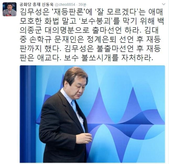 신동욱, 김무성 ‘재등판론’에 “DJ·孫·文도…김무성 재등판은 애교다”
