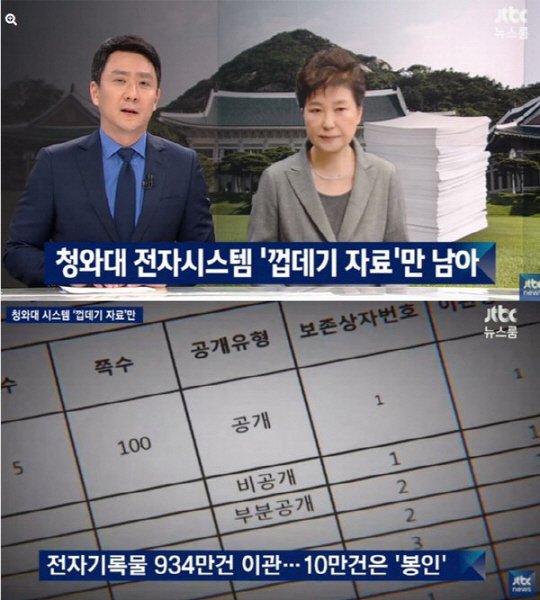 JTBC "박근혜 정부, 청와대 자료 안 남겨…문재인 정부 초기 안정화 차질"