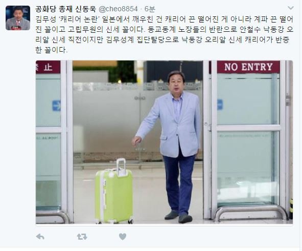 신동욱, 김무성 ‘캐리어 논란’에 “계파 끈 떨어진 꼴…낙동강 오리알 신세”(영상)