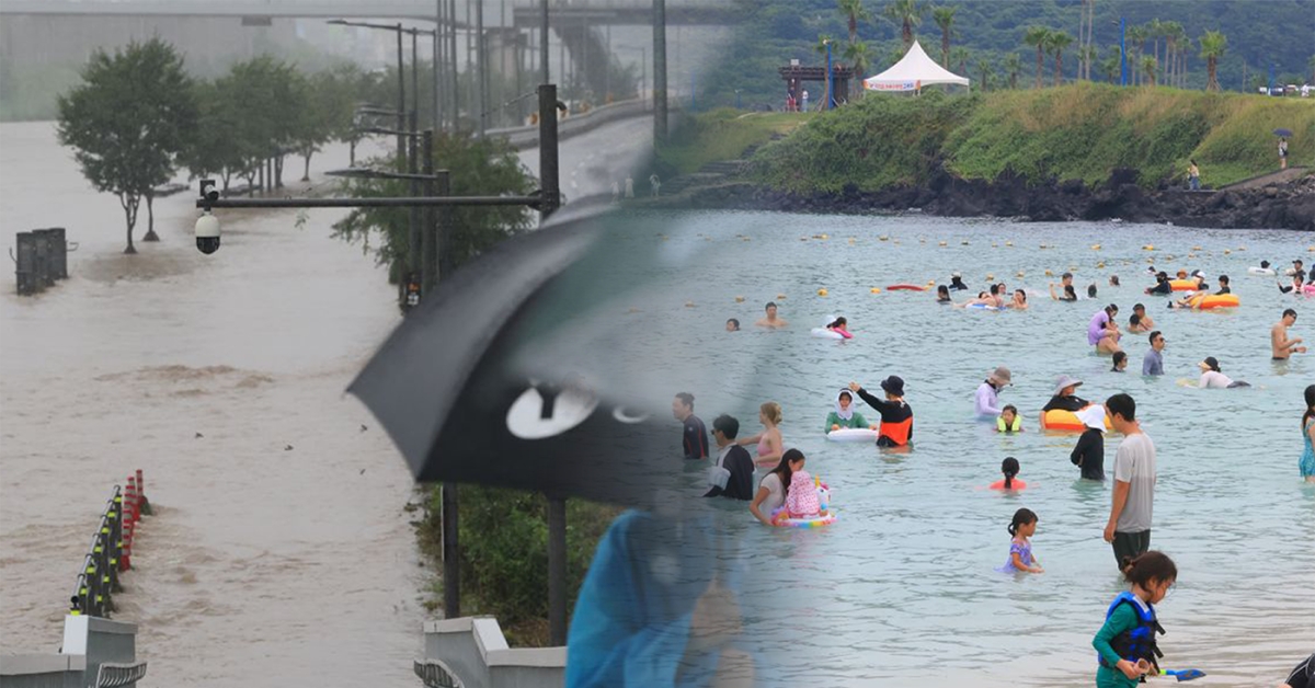 Umbrellas for the Capital, Parasols for the South... Simultaneous Forecasts of Rain and Heatwave