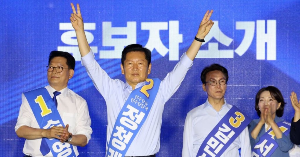 Jeong Cheongrae在执政党釜蔚庆党员投票中居首，挽回忠清败局