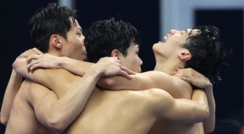 남자 계영 800m, 아시아 신기록…단체전 사상 첫 금메달