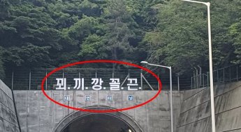 "저거 읽다가 사고나겠다"…부산 터널입구 정체불명 5글자 논란