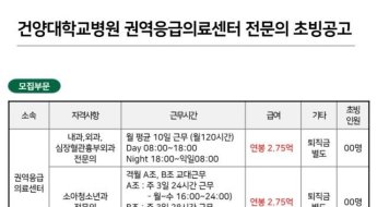 지방대병원 구인난에 전공의 연봉 4억까지 올라