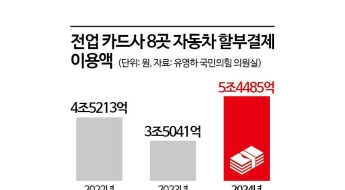 [단독]작년 카드사 車할부 5조 돌파…
