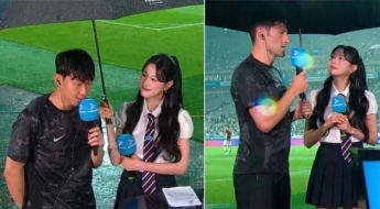 '우산 누가 들어야 했나'…손흥민-데이비스 인터뷰 뒤늦게 와글와글