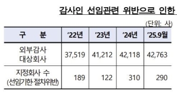 올해 감사인 선임 위반만 290곳…금감원