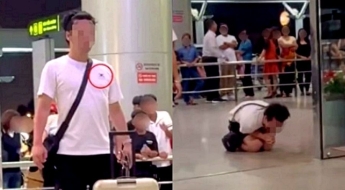 베트남 공안에 잡히자 무릎 꿇고 오열한 남성…티셔츠엔 태극기가