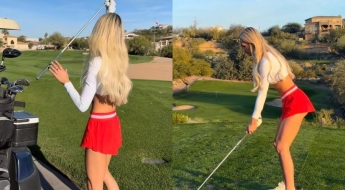 "보기 민망" "개인 자유"… 골프장서 짧은 치마 입은 인플루언서 논란