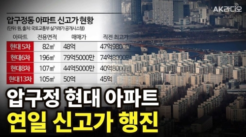 압구정 현대아파트 줄줄이 신고가