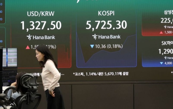 코스피, 기관 매도세에 3%대 하락…5530선 마감