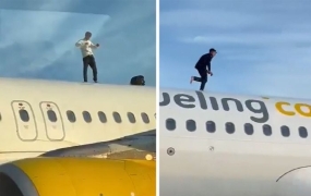 출발 전 비행기 기체 위 '질주 난동'…스페인 공항 아수라장