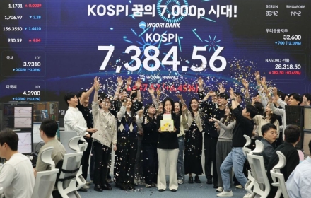 코스피, 7300선 장 마감 '최고치'…6%대 급등