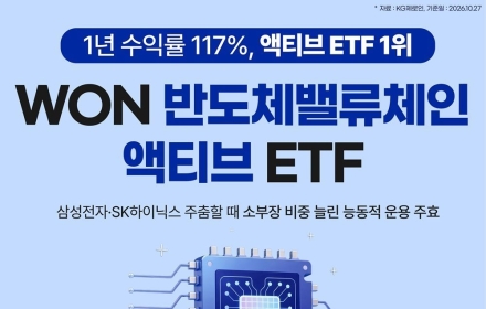 'WON 반도체밸류체인액티브', 1년 수익률 액티브 ETF 1위