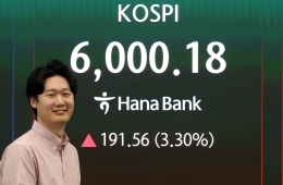 코스피 한달 반 만에 6000선 탈환