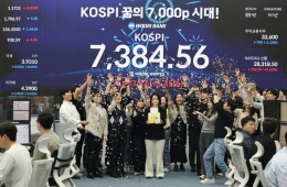 코스피, 7300선 장 마감 '최고치'…6%대 급등