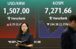 외국인 6조 순매도…코스피 7200선 마감