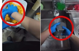 걸레 만진손으로 빙수 토핑… 파란장갑에 얼어붙은 소비자