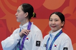 김수지-김나현, 다이빙 여자 싱크로 3m 스프링보드 은메달