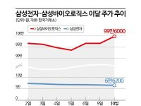 삼성그룹株, 엇갈린 희비…삼바 신고가 VS 삼전 최저가