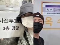 '불똥튈라' 꽁꽁 감춘 아이유·제이홉…손가락 가리고, 무채색 옷 입고 '투표인증'