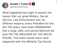 트럼프 "연회장 있었다면 어젯밤 사건 일어나지 않았을 것"