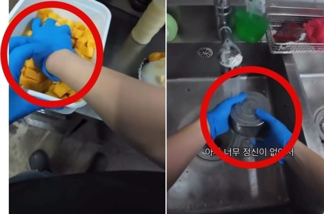 위생장갑 끼고 걸레 만진 후 음식 조리…'위생 논란' 도마 위에