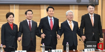 [포토] 범야권 수도권 후보들 "범죄 삭제 특검"…공동 투쟁 선언