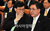 [포토] 귀속말 나누는 금융위 수장들