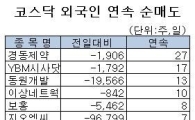 [표] 외국인 경동제약 27거래일째 순매도