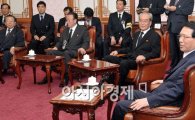 [포토]김형오 국회의장과 악수하는 김기남 비서