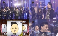 싸이, 엠카 1위 수상에··아이돌 그룹들 총출동 '훈훈'