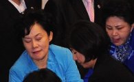 [포토] 끌려내려오는 이정희 민노당 대표