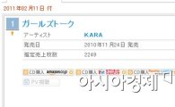 카라 음반 발표 12주차 불구, 日오리콘 1위··'카라현상' 입증