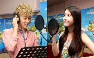 Photos of IU, BEAST's Lee Gi-kwang in recording studio for "Sammy's Adventures" revealed 