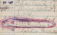 록큰롤의 황제스프레슬리가 13살때  쓴 도서카드 7500달러에 팔려
