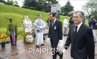 [포토]故 김대중 전 대통령 묘소 찾은 문재인 후보