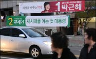 [포토]대선 공식 선거운동 시작, 현수막 보고 지나가는 시민들