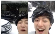 빅스타 필독, 눈 맞으며 '셀프 영상'… "겨울 느낌이 와!"