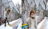 주니엘 눈 청소 인증샷  "눈 안 치우는 사람 나빠"