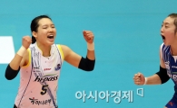 [포토] 김해란-황민경 '상대의 실수는 우리의 기쁨'
