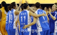 [포토] 정규리그 우승 거둔 춘천 우리은행 한새