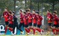[포토] 그라운드 돌며 몸 푸는 최강희호